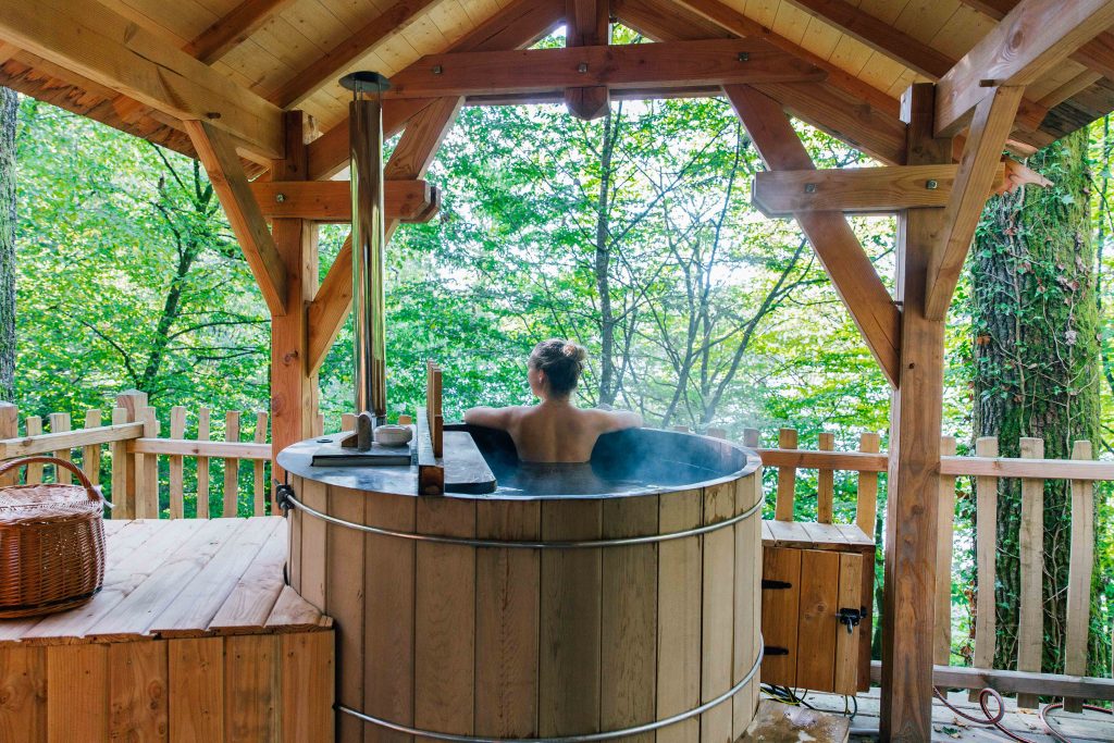 Hot tub inside Tree house in Alsace France