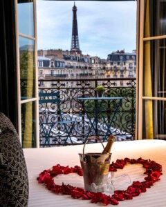 First hotel Paris Tour Eiffel: tower view from hotel room